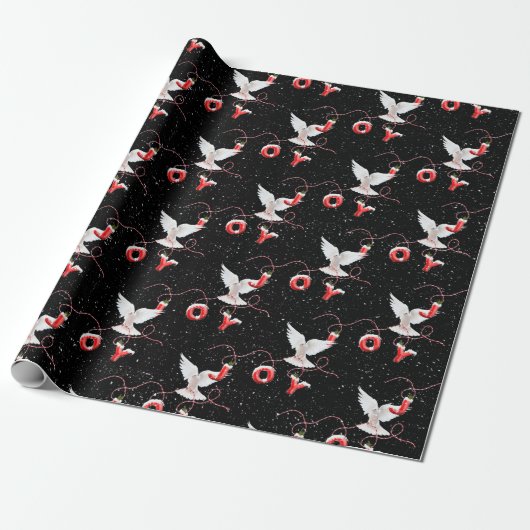 Joy en Dove op Black Cadeaupapier (Uitgerold)