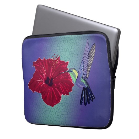 Joy en een Hummingbird Laptop Sleeve (Voorkant Links)