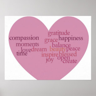 Joy en Gratitude Heart Poster
