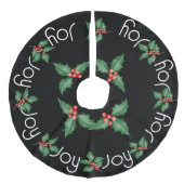 Joy en Holly Sprigs met Red Berries Imitatie Linnen Kerstboom Kleed (Voorkant)