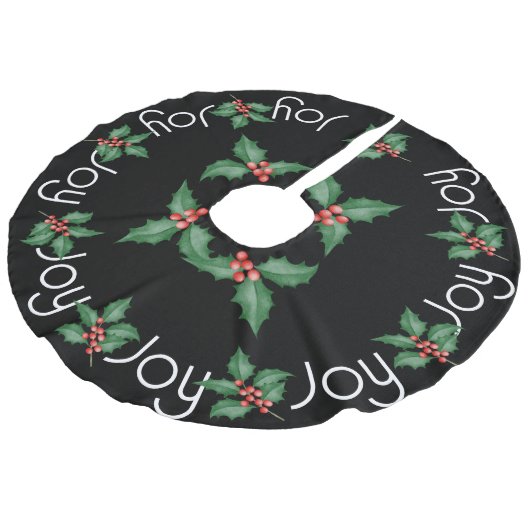 Joy en Holly Sprigs met Red Berries Imitatie Linnen Kerstboom Kleed (Gekanteld)