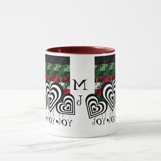 Joy en Jingle Holiday Green Monogram Mok (Midden)