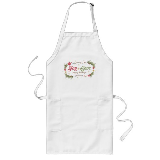 Joy en Love Prettige feestdagen Lang Schort (Voorkant)