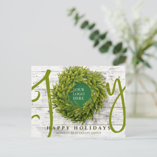 Joy en Pine met de Moderne Rustige Zaken van de Lo Feestdagenkaart (Staand voorkant)