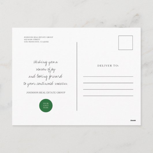 Joy en Pine met de Moderne Rustige Zaken van de Lo Feestdagenkaart (Achterkant)