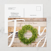 Joy en Pine Wood | Vakantie Groeten Feestdagenkaart (Voorkant / Achterkant)