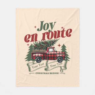 Joy en route Christmas Begins Truck & X-Mas Tree Fleece Deken