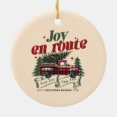 Joy en route Christmas Begins Truck & X-Mas Tree Keramisch Ornament (Achterkant)