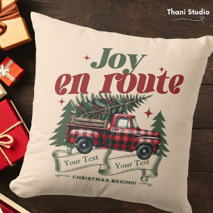 Joy en route Christmas Begins Truck & X-Mas Tree Kussen
