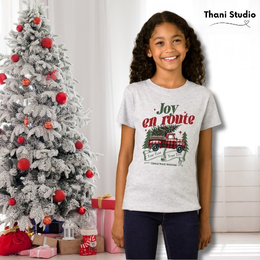 Joy en route Christmas Begins Truck & X-Mas Tree T-shirt