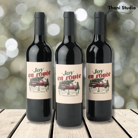 Joy en route Christmas Begins Truck & X-Mas Tree Wijn Etiket
