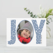 Joy en sneeuw stoffige blauwe kerstavond feestdagenkaart (Staand voorkant)