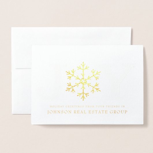 Joy en Snowflake | Vakantie Groeten Folie Kaarten (Voorkant met envelop)