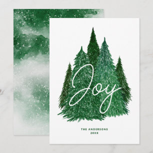 Joy Evergreen Kerstmis   Winter Groen Dennenboom Feestdagenkaart