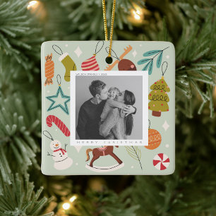Joy Familie Foto kerstvakantie briefkaart Keramisch Ornament