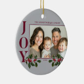 JOY Familie Foto Red Berry Ornament (Rechts)
