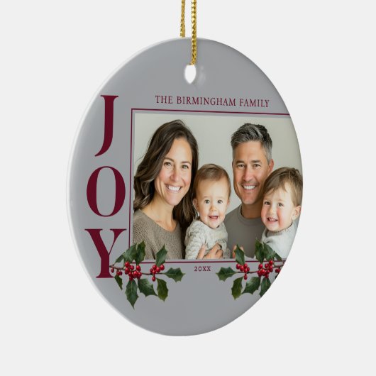JOY Familie Foto Red Berry Ornament (Rechts)