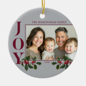 JOY Familie Foto Red Berry Ornament (Voorkant)