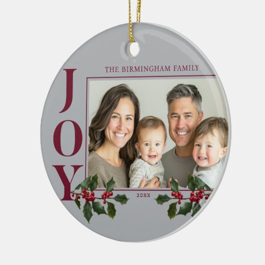 JOY Familie Foto Red Berry Ornament (Links)