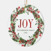Joy Familienaam Kerstkrans Keramisch Ornament (Links)