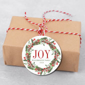 Joy Familienaam Kerstkrans Ronde Sticker