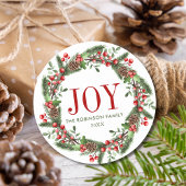 Joy Familienaam Kerstkrans Ronde Sticker