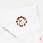 Joy Familienaam Kerstkrans Ronde Sticker (Envelop)