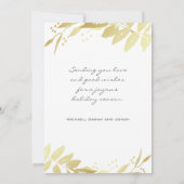 Joy Family Foto Gold White Botanische Kerstmis Feestdagenkaart (Achterkant)