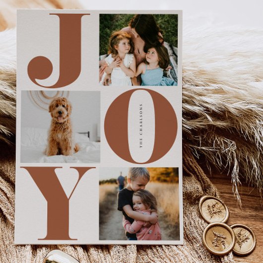 Joy Family Holiday Collage Fotokaarten Feestdagenkaart