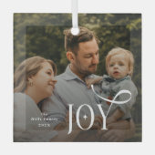 Joy Family Photo Christmas  Glas Ornament (Voorkant)