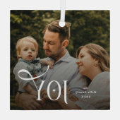 Joy Family Photo Christmas  Glas Ornament (Achterkant)