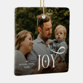 Joy Family Photo Christmas  Keramisch Ornament (Rechts)