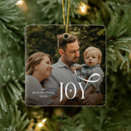 Joy Family Photo Christmas  Keramisch Ornament