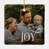 Joy Family Photo Christmas  Keramisch Ornament (Achterkant)