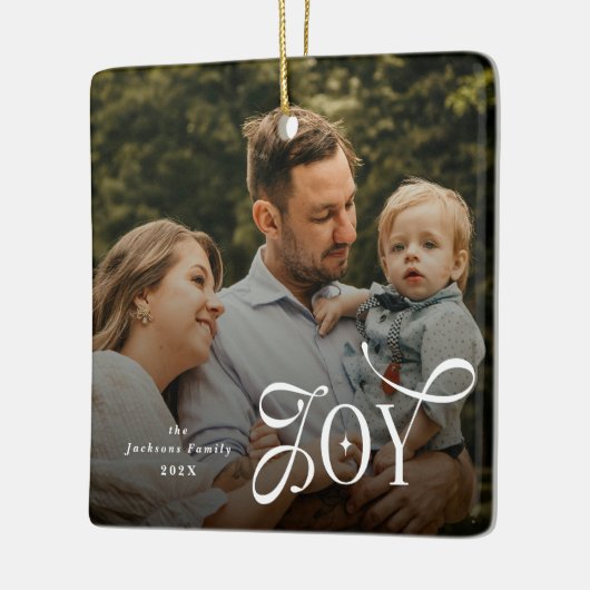 Joy Family Photo Christmas  Keramisch Ornament (Links)