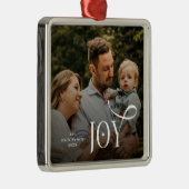 Joy Family Photo Christmas  Metalen Ornament (Rechts)