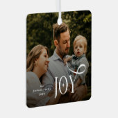 Joy Family Photo Christmas  Metalen Ornament (Voorkant Rechts)