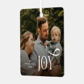 Joy Family Photo Christmas  Metalen Ornament (Voorkant links)