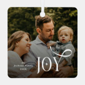 Joy Family Photo Christmas  Metalen Ornament (Achterkant)