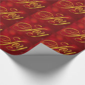 Joy Faux Gold Foil met kerstmis Red Bokeh-script Cadeaupapier (Hoek)
