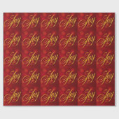 Joy Faux Gold Foil met kerstmis Red Bokeh-script Cadeaupapier (Vlak)