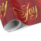 Joy Faux Gold Foil met kerstmis Red Bokeh-script Cadeaupapier (Rol Hoek)