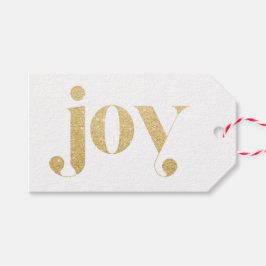 Joy Faux Gold Glitter Typografie | feestdag Cadeaulabel