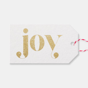 Joy Faux Gold Glitter Typografie feestdag Cadeaulabel