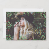 Joy Faux Gold Script Feestdagenkaart (Voorkant)