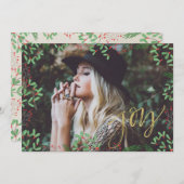 Joy Faux Gold Script Feestdagenkaart (Voorkant / Achterkant)