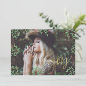 Joy Faux Gold Script Feestdagenkaart (Staand voorkant)