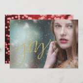 Joy Faux Gold Script Feestdagenkaart (Voorkant / Achterkant)