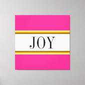 JOY Feestelijke Heldere Roze Witte Kerststrepen Canvas Afdruk (Voorkant)