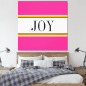 JOY Feestelijke Heldere Roze Witte Kerststrepen Canvas Afdruk (Insitu (Slaapkamer))